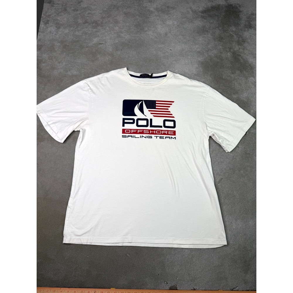 Polo Ralph Lauren T-Shirt Mens XLT White Offshore Sailing Team Racing Graphic